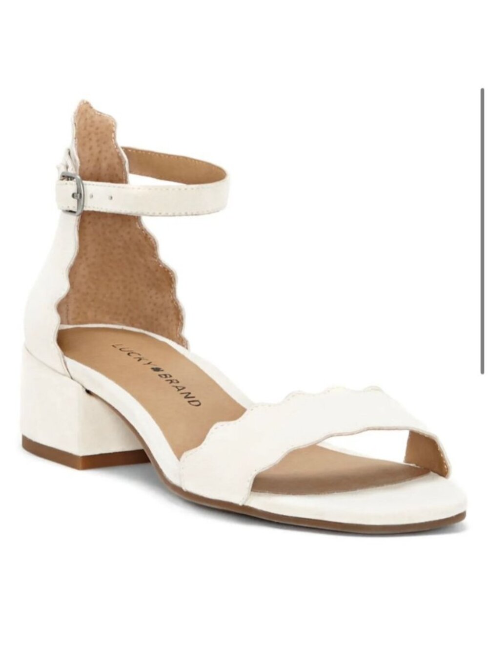 Lucky Brand Norreys Size 9 Suede Scallop Edge Ankle Strap Sandals MSRP $99 Block